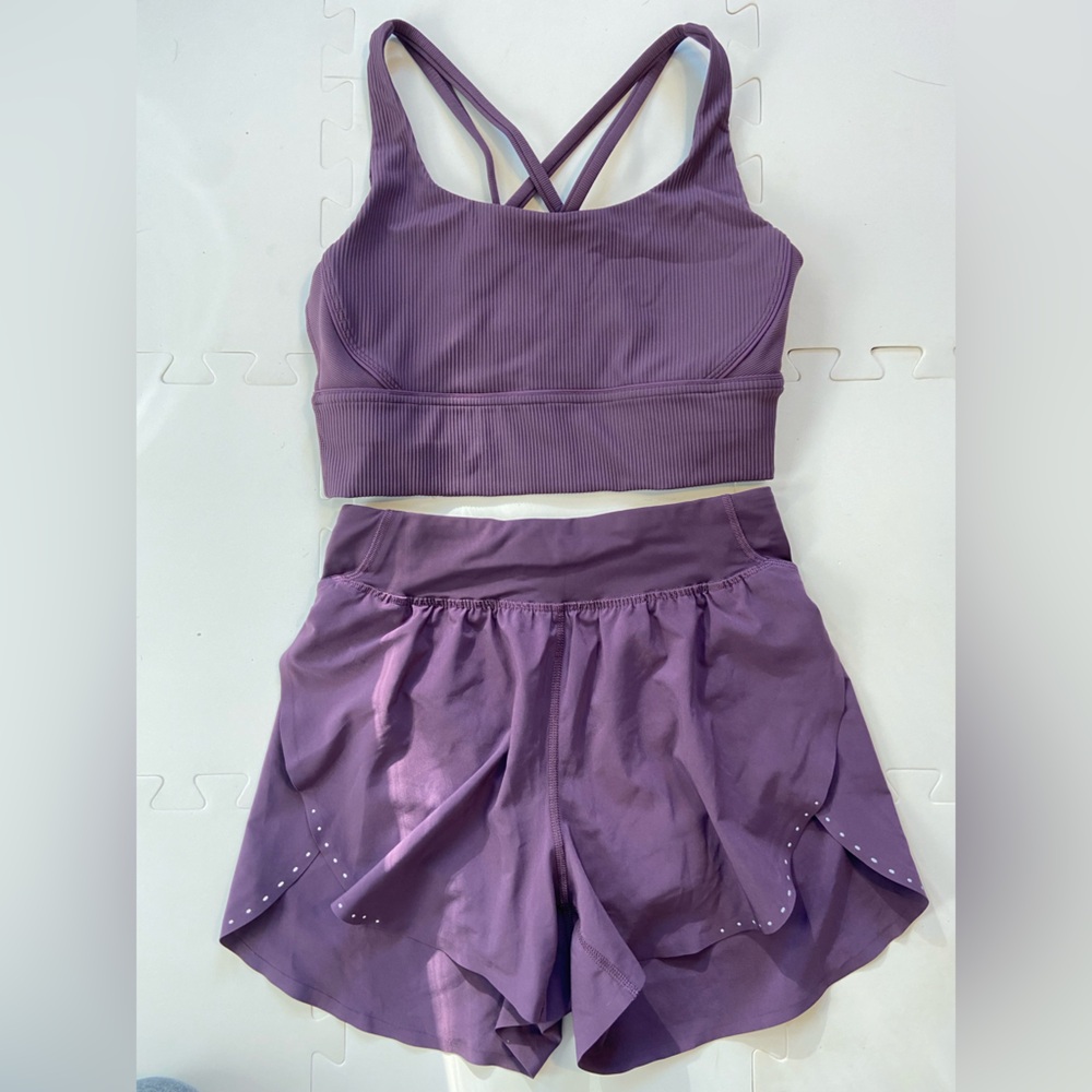 Lululemon Set- Fast and Free Reflective Short 2 & Energy Longline Bra Ribbed 8